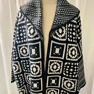 Joie Black and White Geometric Pattern Sweater